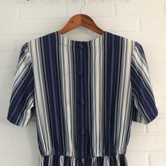 Vintage Y2K NWT Deadstock Maxi Dress Talbots Navy/Gray/Cream Stripes Size L - Picture 6 of 7